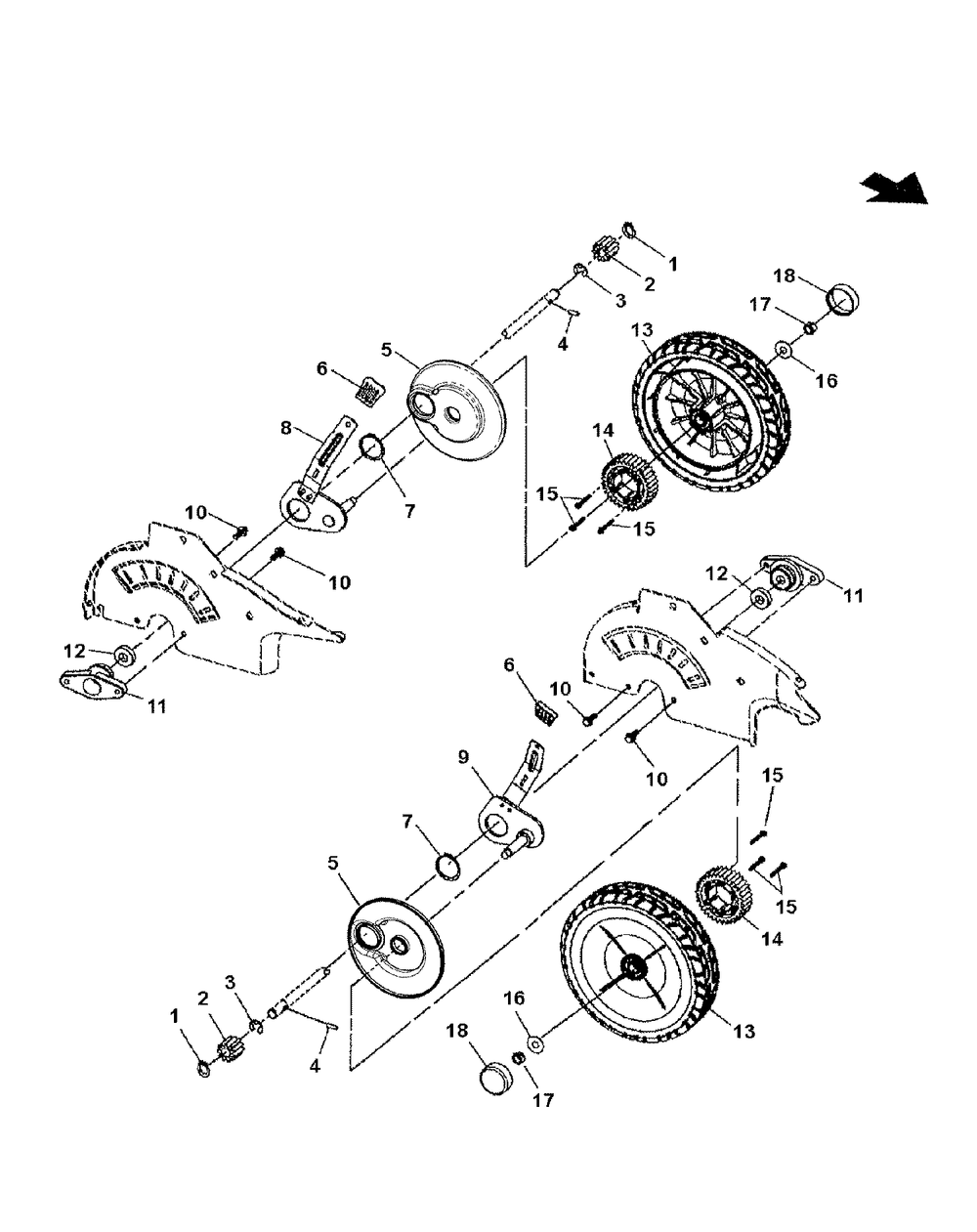 Rear Wheels Diagram and Parts List for 7800238-JS45FC 2009 Briggs and Stratton Lawn Mower